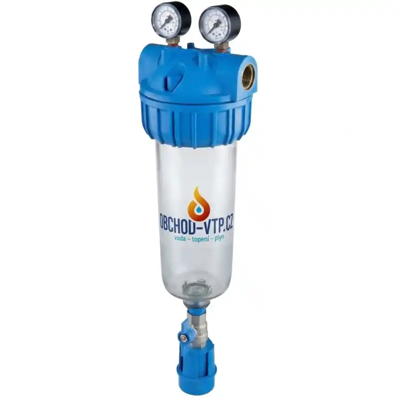 Vodní filtr ATLAS Senior 10" 3P 1" BX - 8BAR S odkalením a manometry Betaalbaar