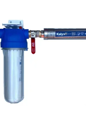 Změkčovač vody IPS Kalyxx BlueLine - G 1/2" s filtrem a kohouty - horizontální montáž Veilige Betaling