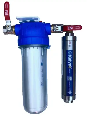 Hete Deal Změkčovač vody IPS Kalyxx BlueLine - G 1/2" s filtrem a kohouty - vertikální montáž