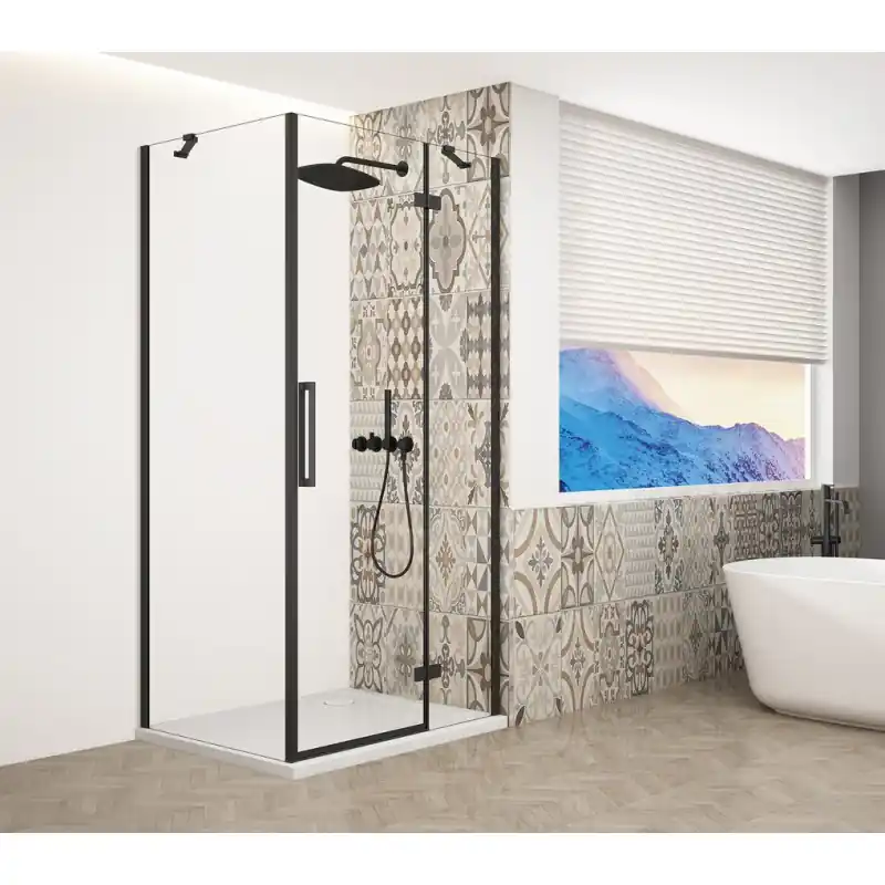 Alleen Vandaag TRINITY BLACK čtvercový sprchový kout 800x800mm, čiré sklo, pravé