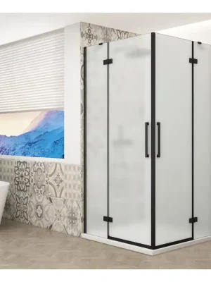 TRINITY BLACK čtvercový sprchový kout 800x800mm, rohový vstup, matné sklo Laatste Versie