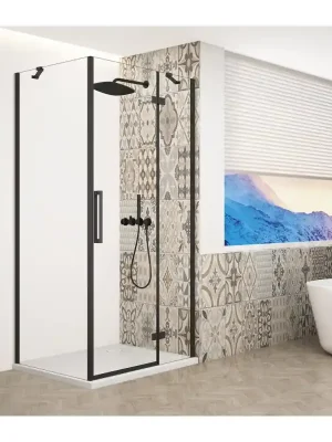 Lage Prijs TRINITY BLACK čtvercový sprchový kout 900x900mm, čiré sklo, pravé