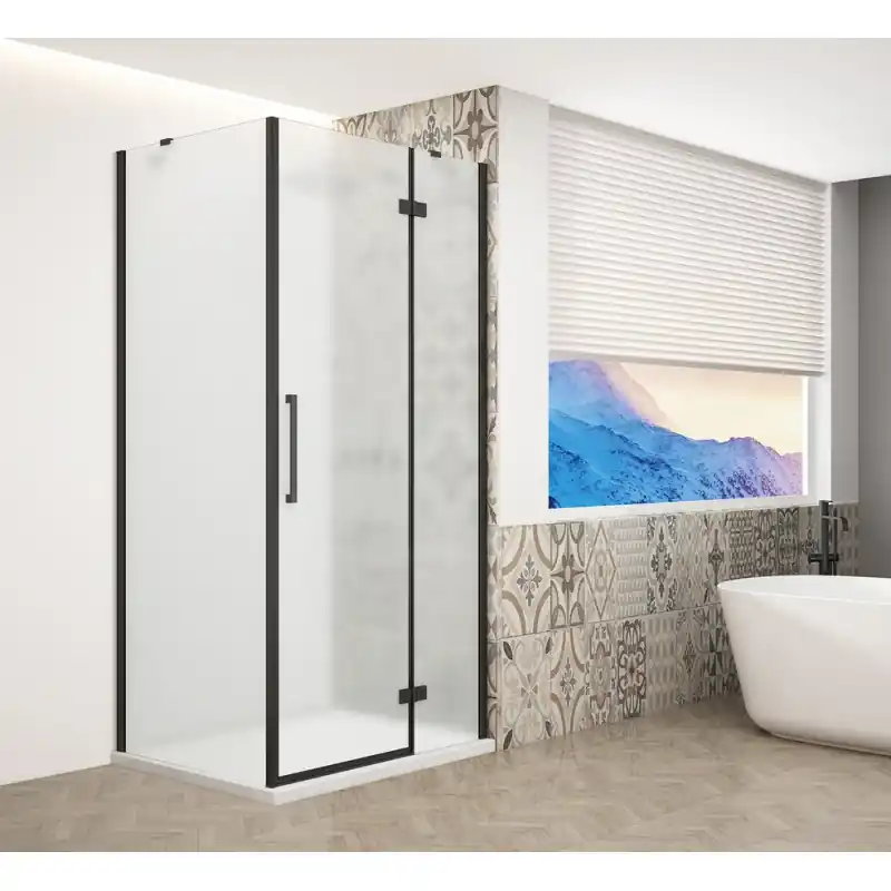 TRINITY BLACK čtvercový sprchový kout 900x900mm, matné sklo, pravé Koopje