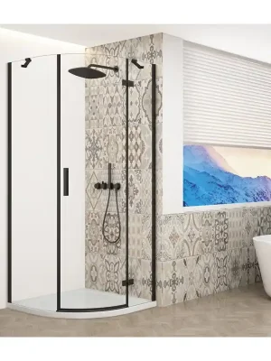 TRINITY BLACK čtvrtkruhový sprchový kout 900x900mm, čiré sklo, pravé Direct Beschikbaar