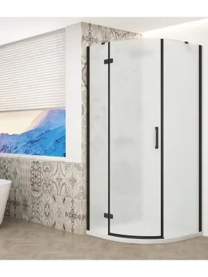 TRINITY BLACK čtvrtkruhový sprchový kout 900x900mm, matné sklo, levé Tijdelijk Beschikbaar