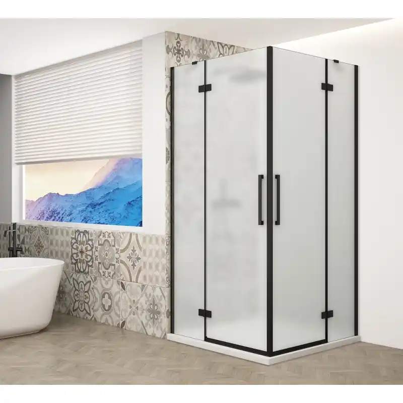 TRINITY BLACK obdélníkový sprchový kout 1000x900mm, rohový vstup, matné sklo Koop Vandaag