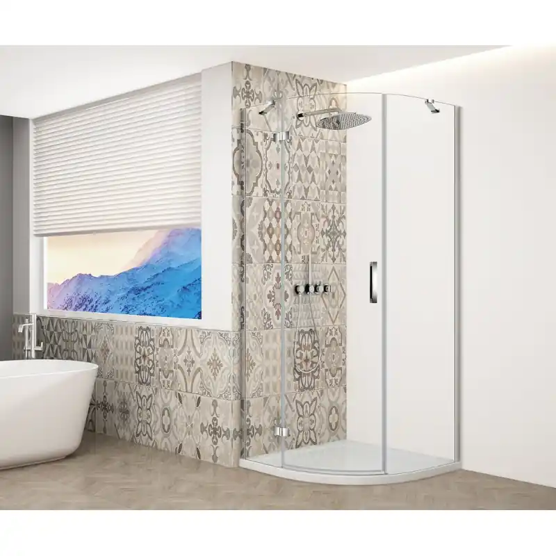 TRINITY CHROME čtvrtkruhový sprchový kout 900x900mm, čiré sklo, levé Op = Op