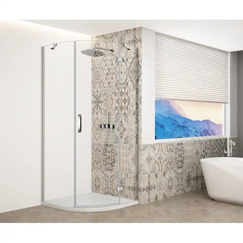 Gereduceerde Prijs TRINITY CHROME čtvrtkruhový sprchový kout 900x900mm, čiré sklo, pravé