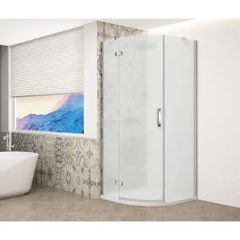 Aanbieding TRINITY CHROME čtvrtkruhový sprchový kout 900x900mm, matné sklo, levé