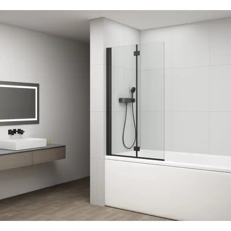 ROTA BLACK vanová zástěna skládací 1200mm, čiré sklo Merkproduct
