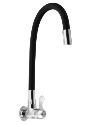 Nástěnný kulový ventil 1/2", flexibilní ramínko, chrom/černá mat Alleen Vandaag