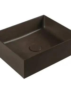 Značkový FORMIGO betonové umyvadlo na desku, 47,5x36,5cm, tmavě hnědá