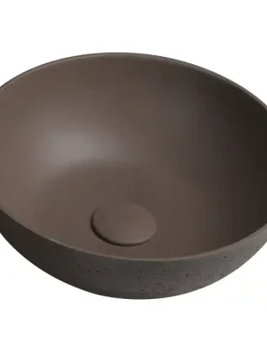Vysoce Kvalitní FORMIGO betonové umyvadlo na desku, Ø 39cm, tmavě hnědá