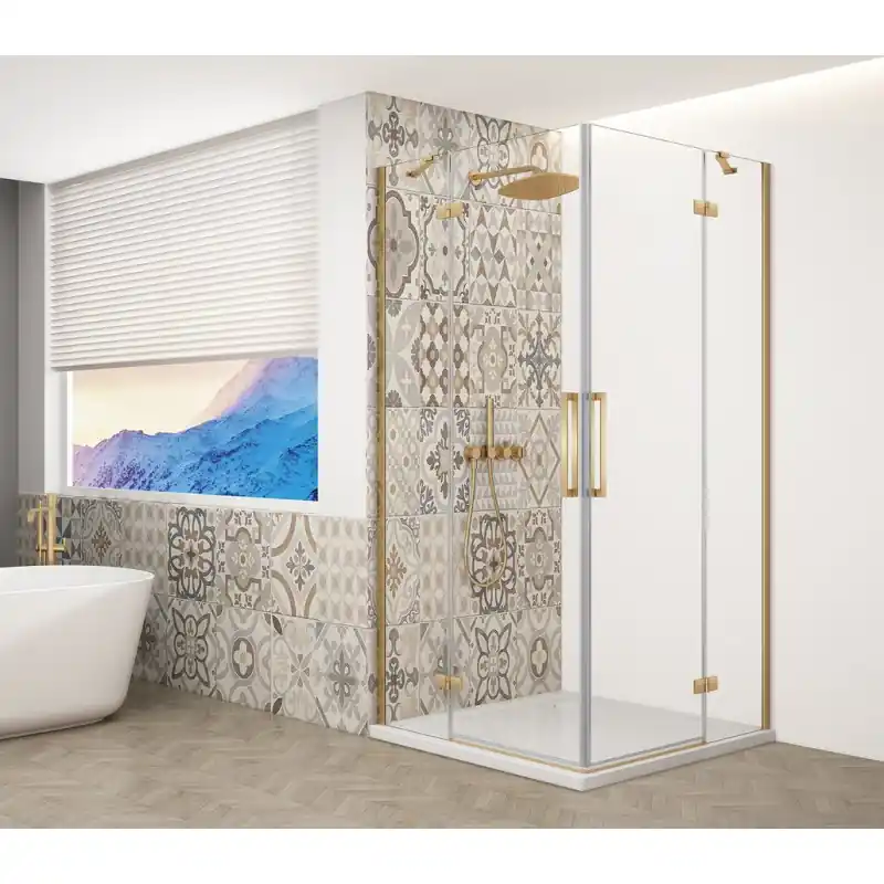 TRINITY GOLD MATT čtvercový sprchový kout 1000x1000mm, rohový vstup, čiré sklo Hete Deal