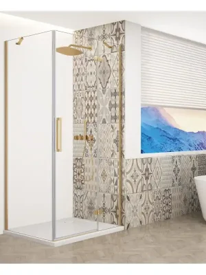 Značkový TRINITY GOLD MATT čtvercový sprchový kout 800x800mm, čiré sklo, pravé