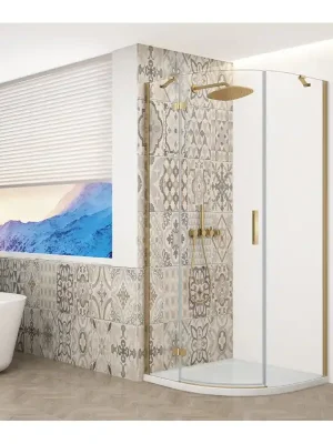 Cenově Výhodný TRINITY GOLD MATT čtvrtkruhový sprchový kout 900x900mm, čiré sklo, levé