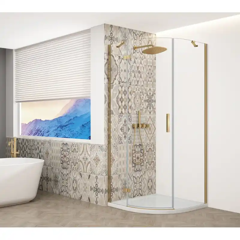 Betaalbaar TRINITY GOLD MATT čtvrtkruhový sprchový kout 900x900mm, čiré sklo, levé