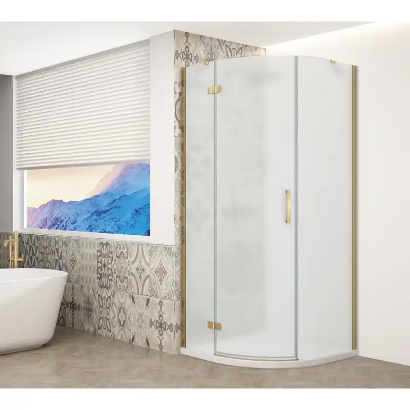 Aanbieding TRINITY GOLD MATT čtvrtkruhový sprchový kout 900x900mm, matné sklo, levé