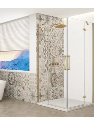 Aanbieding TRINITY GOLD MATT obdélníkový sprchový kout 1000x900mm, rohový vstup, čiré sklo