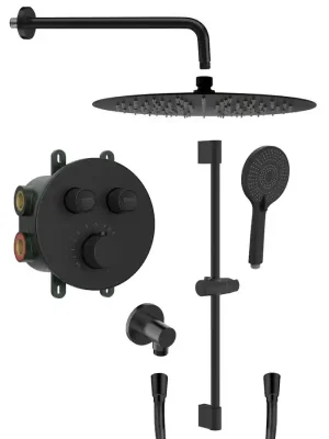 Tovární Cena SMART SELECT podomítkový sprchový set s termostatickou baterií, 2 výstupy, posuvný držák sprchy, černá mat