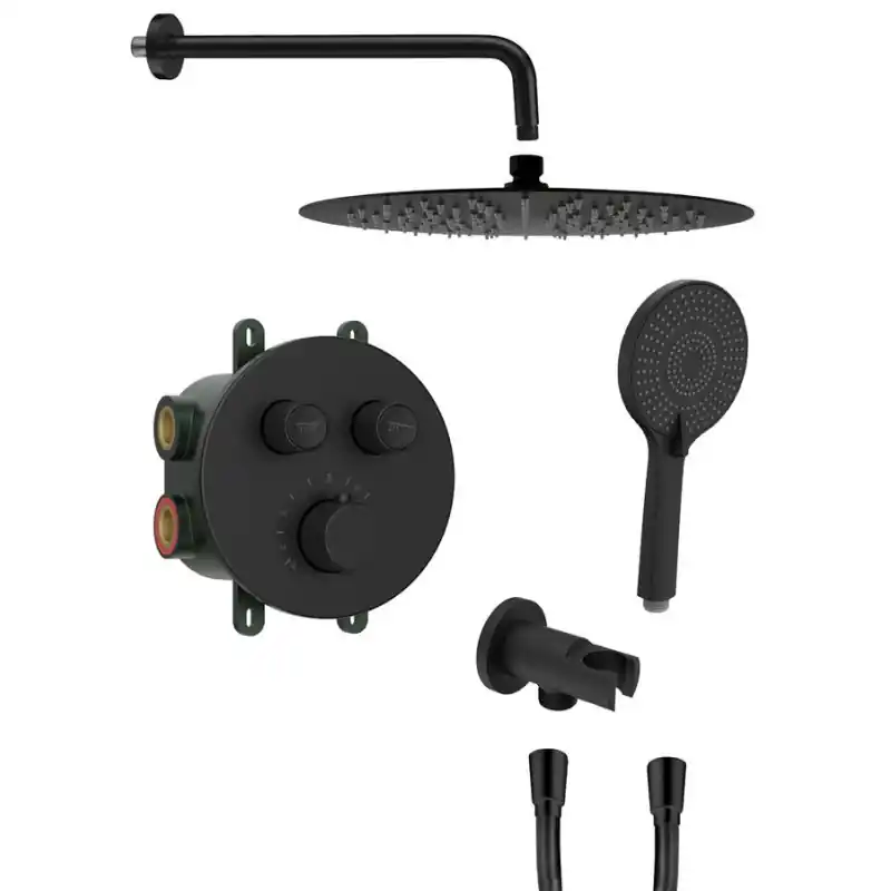 SMART SELECT podomítkový sprchový set s termostatickou baterií, 2 výstupy, vyústění, černá mat Bestseller