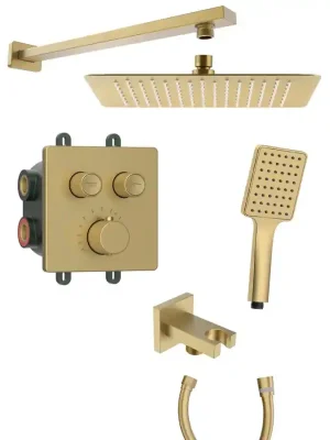 SMART SELECT podomítkový sprchový set s termostatickou baterií, 2 výstupy, vyústění, zlato mat Výprodej