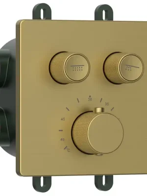 SMARTSELECT podomítková sprchová termostatická baterie, box, 2 výstupy, zlato mat Omezená Nabídka