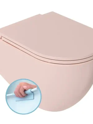 Gecertificeerd INFINITY závěsná WC mísa, Rimless, 36,5x53cm, růžová Salmon