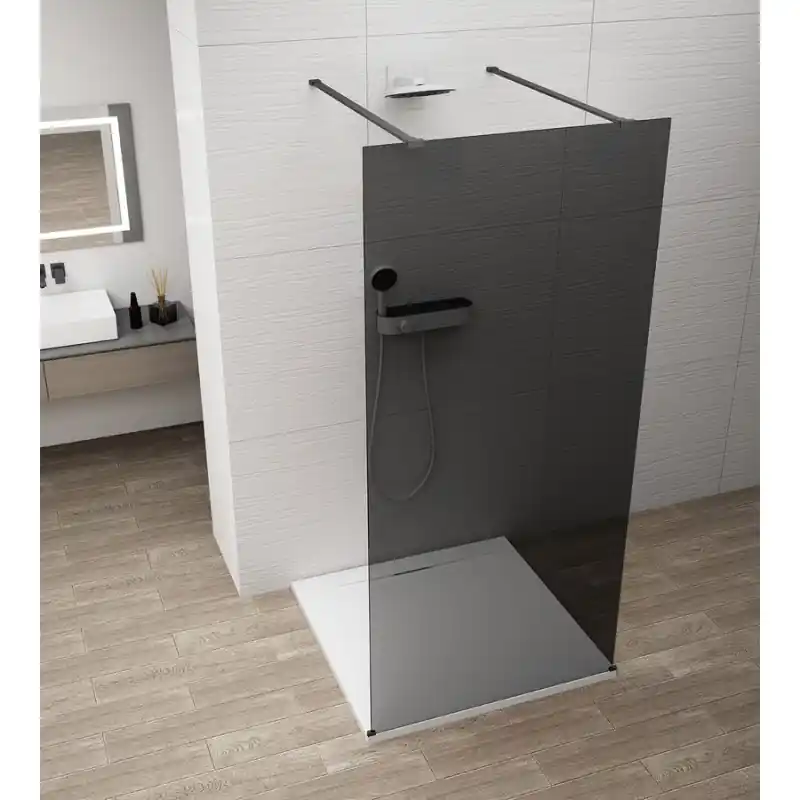 ESCA BLACK MATT jednodílná sprchová zástěna do prostoru, kouřové sklo, 1400 mm Fabrieksprijs