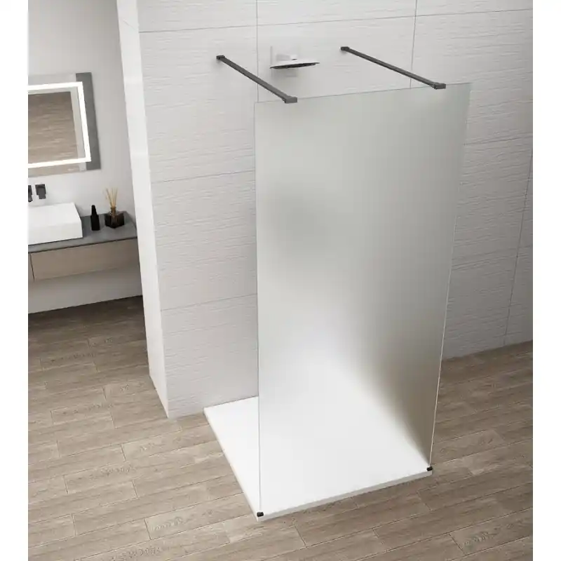 ESCA BLACK MATT jednodílná sprchová zástěna do prostoru, matné sklo, 1100 mm Meest Verkocht