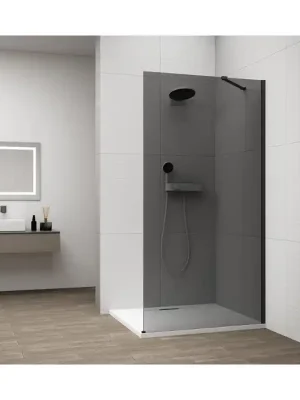 Časově Omezené ESCA BLACK MATT jednodílná sprchová zástěna k instalaci ke stěně, kouřové sklo, 800 mm