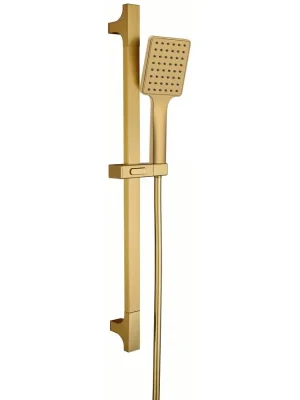 Značkový Sprchová souprava hranatá, posuvný držák 680mm, zlato mat