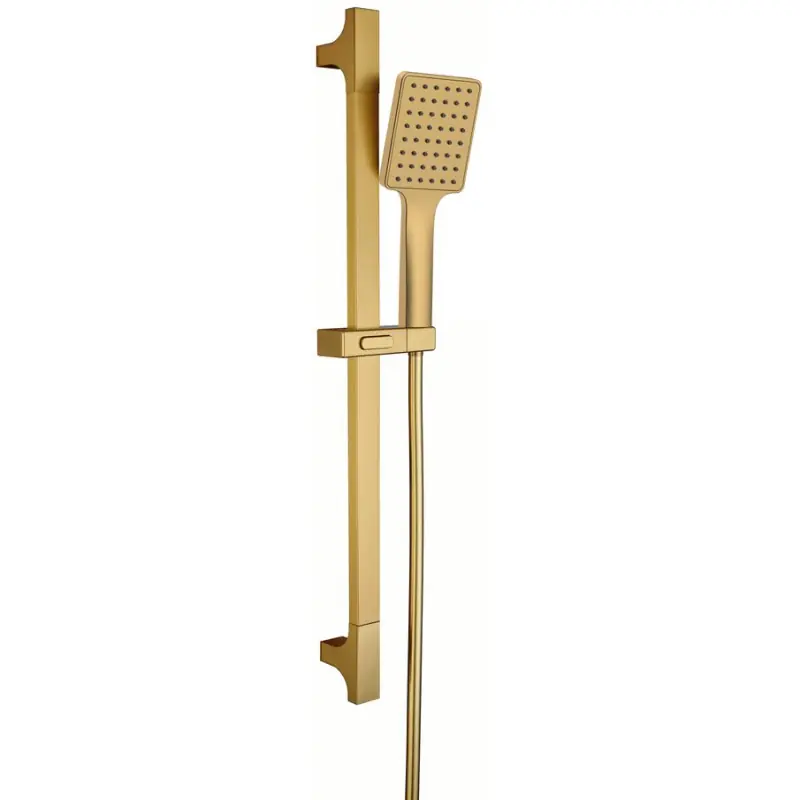 Značkový Sprchová souprava hranatá, posuvný držák 680mm, zlato mat