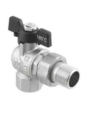 Kulový ventil BLACK 3/4" MF motýl se šroubením ROHOVÝ PN40 185°C PLNOPRŮTOK Bestel Nu