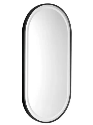 Aanbieding KAIRA oválné zrcadlo s LED osvětlením 45x90cm, černá mat