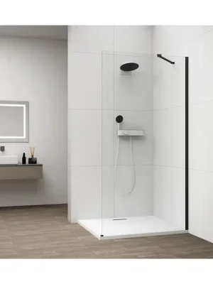 Výprodej ESCA BLACK MATT jednodílná sprchová zástěna k instalaci ke stěně, sklo čiré, 1100 mm