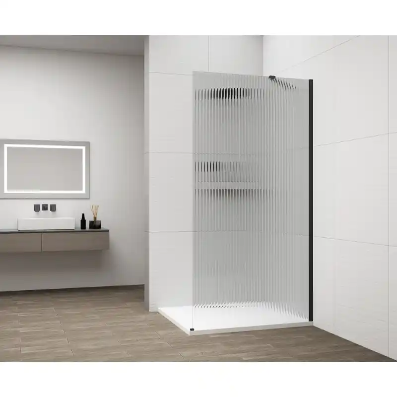 ESCA BLACK MATT jednodílná sprchová zástěna k instalaci ke stěně, sklo Flute, 1100 mm Bestel Nu