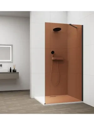 Zlevněný ESCA BLACK MATT jednodílná sprchová zástěna k instalaci ke stěně, sklo Marron, 1200 mm