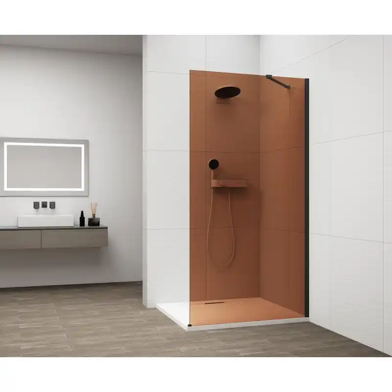 Gereduceerde Prijs ESCA BLACK MATT jednodílná sprchová zástěna k instalaci ke stěně, sklo Marron, 1200 mm