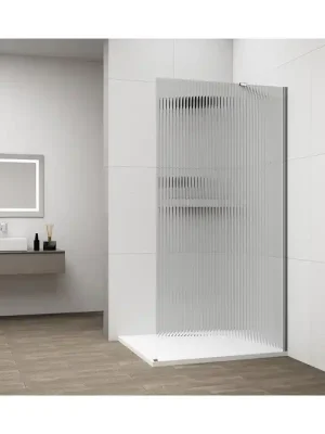 Značkový ESCA CHROME jednodílná sprchová zástěna k instalaci ke stěně, sklo Flute, 1100 mm