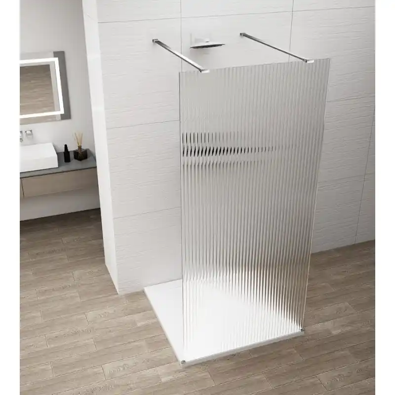 Superprijs ESCA CHROME jednodílná sprchová zástěna do prostoru, sklo Flute, 1400 mm