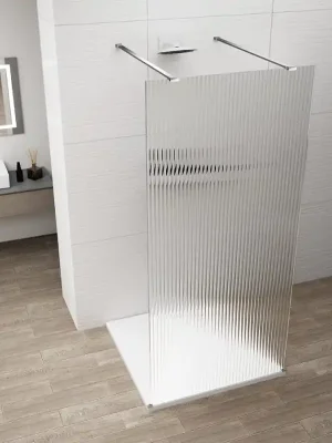 Zlevněný ESCA CHROME jednodílná sprchová zástěna do prostoru, sklo Flute, 1500 mm