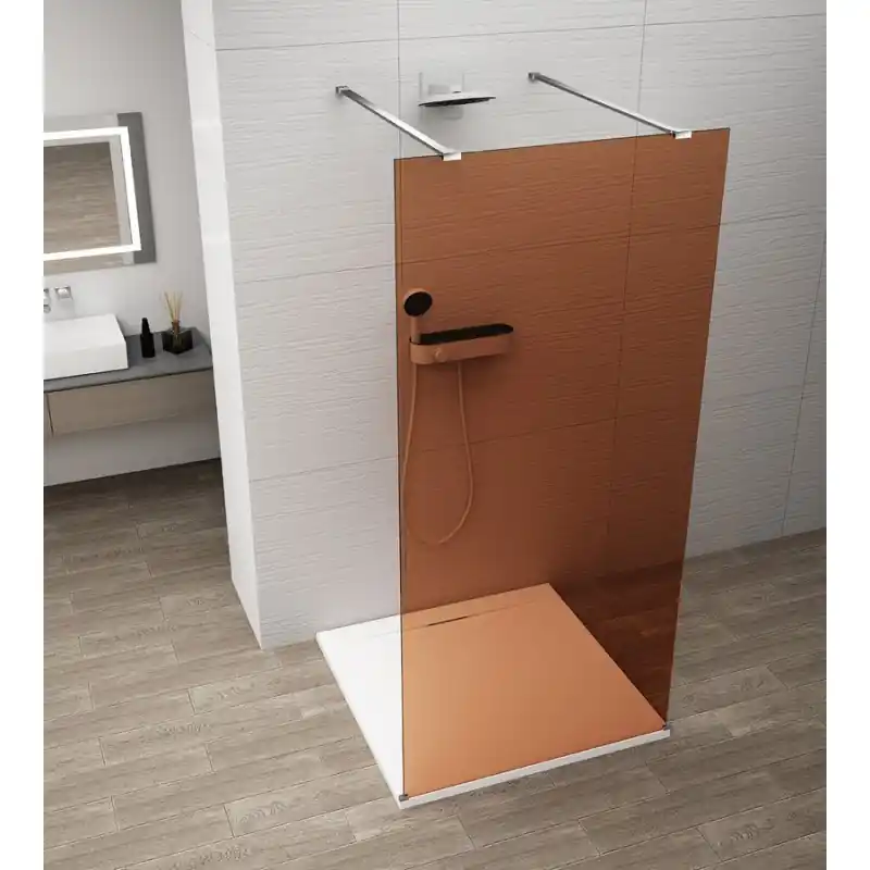 Exclusieve Aanbieding ESCA CHROME jednodílná sprchová zástěna do prostoru, sklo Marron, 1300 mm