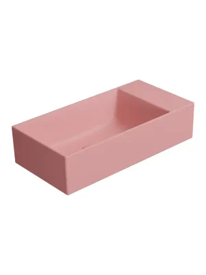 Aanbieding KUBE X keramické umývátko 50x25cm, broušená spodní hrana, bez otvoru, pravé/levé, blush mat