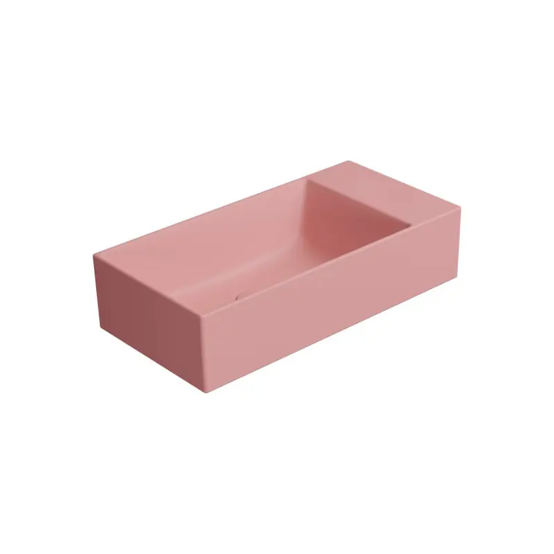 Aanbieding KUBE X keramické umývátko 50x25cm, broušená spodní hrana, bez otvoru, pravé/levé, blush mat