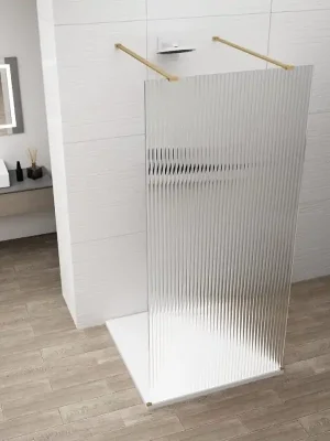 Cenově Výhodný ESCA GOLD MATT jednodílná sprchová zástěna do prostoru, sklo Flute, 1100 mm