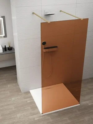 Actieprijs ESCA GOLD MATT jednodílná sprchová zástěna do prostoru, sklo Marron, 1300 mm