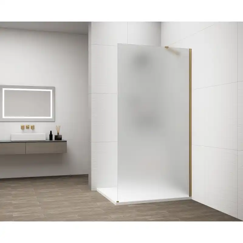 ESCA GOLD MATT jednodílná sprchová zástěna k instalaci ke stěně, matné sklo, 800 mm Veilige Betaling