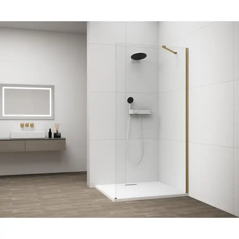 ESCA GOLD MATT jednodílná sprchová zástěna k instalaci ke stěně, sklo čiré, 1100 mm Exclusieve Aanbieding