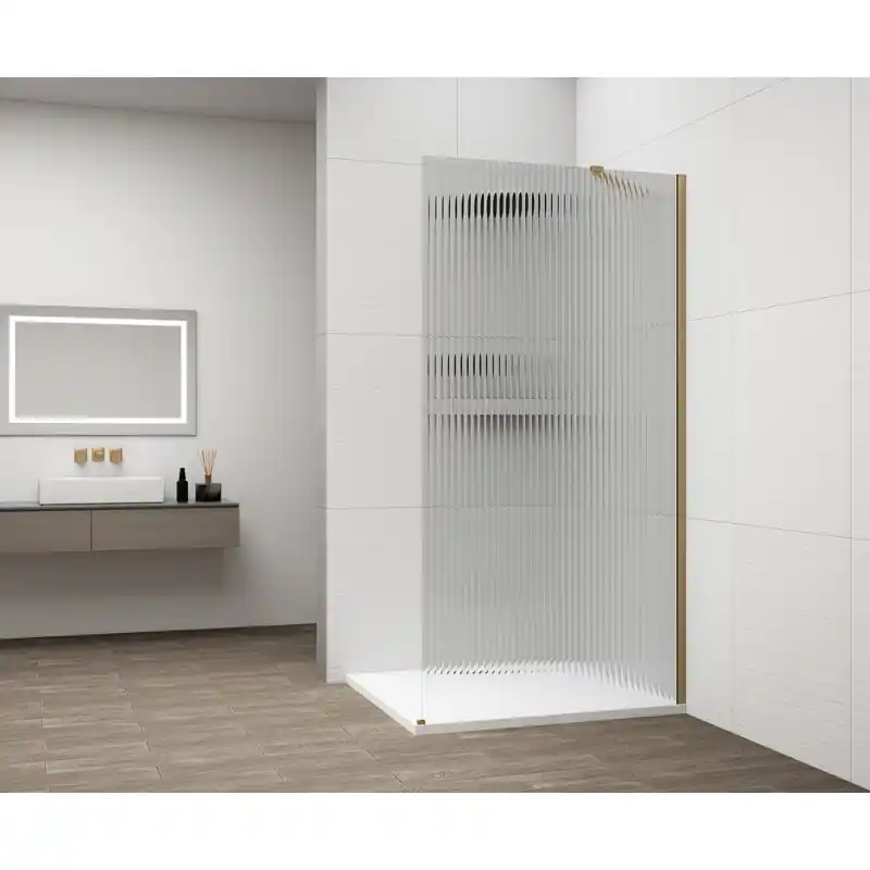 ESCA GOLD MATT jednodílná sprchová zástěna k instalaci ke stěně, sklo Flute, 900 mm Weekendaanbieding